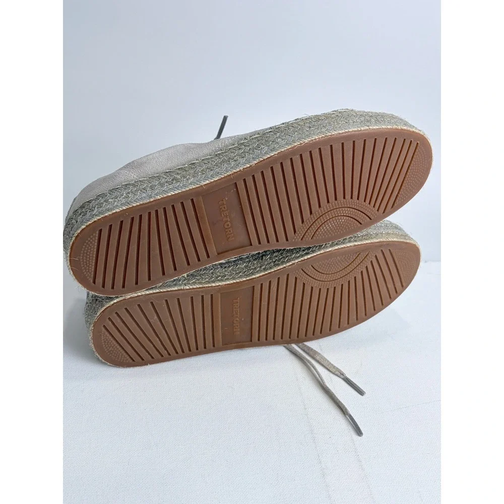 NWT‎ Tretorn Eve 2 Suede Espadrille Platform Sneakers Metallic Beige 9